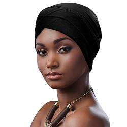 Xiangmall Turban Damen Chemo Mütze Slouchy Beanie Kopfbedeckung Schlafmütze für Krebs Haarverlust Chemotherapie (Schwarz) von Xiangmall