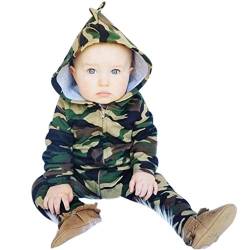 Baby Jungen Mädchen Camouflage Print Kapuzen-Overall Overall Kleidung Outfits Xinantime (3-6Monat, Grün) von Xiantime Neugeborenes Kleidung