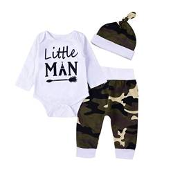 Baby Kleidung Set Neugeborene Jungen Mädchen Kurzarm Drucken Strampler Overall Tops+Beinwärmer+Stirnband Romper Outfits Spielanzug Set Xinantime (0-3Monat, Weiß) von Xiantime Neugeborenes Kleidung