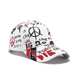 XibeiTrade Graffiti-Baseballkappe Mode Persönlichkeit Hiphop Street Trend Hut, Weiß, MEDIUM von XibeiTrade