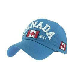 XibeiTrade Unisex Kanada Flagge Baumwolle Baseball Cap Maple Leaf Embroidered Men Women Adjustable Dad Hat, Himmelblau, M von XibeiTrade