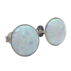 Lab Opal Ohrstecker aus 925 Sterling Silber rhodiniert weiße 10mm Ohrringe für Damen und Mädchen (10mm) von XieXie