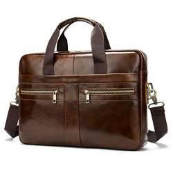 Leder Business Messenger Bag Aktentasche Handtasche für Männer Tragen Sie alle Laptop-Schutz für 14-Zoll-Computer Crossbody Shoulder Pack Pouch von Xieben