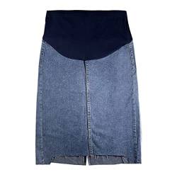 Xiedeai Damen Umstandskleidung Röcke - Damen Unterstützung Elastischer Bund Über den Bauch A-Linien Röcke Schwangerschaft Jeans Rock mit Verstellschnalle L von Xiedeai