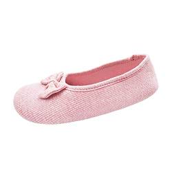 Xiedeai Schuhe Ballerinas Damen - Schwanger Mütterlich Weiche Baumwolle Hausschuhe Stricken mit dehnbarer Ferse Leicht Frottee Hausschuhe Pink (2) 40 EU von Xiedeai