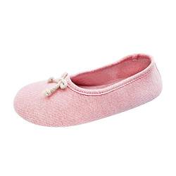 Xiedeai Schuhe Ballerinas Damen - Schwanger Mütterlich Weiche Baumwolle Hausschuhe Stricken mit dehnbarer Ferse Leicht Frottee Hausschuhe Rosa 36 EU von Xiedeai