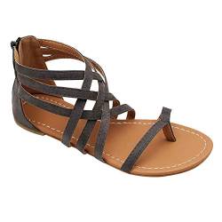 Xiedeai Sommer Schuhe Damen Strandschuhe Sandalen - Mode Pantoletten Flat Ferse Boho Sandalen Zip Back Aushöhlen Riemchensandalen Flip Flop (Schuhe ist Kleiner) von Xiedeai