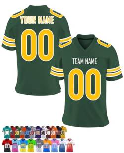 Personalisiertes American Football Trikot Benutzerdefinierte Herren Sporthemden Trikot Personalisierte Fußballtrikots mit Namen Nummer Angepasst Fußball-Team-Shirt für Frauen Männer Jugend Kind von Xihedfd