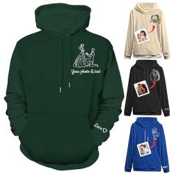 Xihedfd Personalisierter Hoodie Individuelle Sweatshirts mit Foto Namen Kapuzenpullover Porträt aus Bild Geburtstag Männer Frauen von Xihedfd