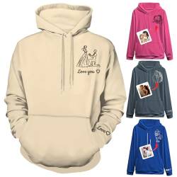 Xihedfd Personalisierter Hoodie Individuelle Sweatshirts mit Foto Namen Kapuzenpullover Porträt aus Bild Geburtstag Männer Frauen von Xihedfd