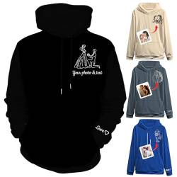 Xihedfd Personalisierter Hoodie Individuelle Sweatshirts mit Foto Namen Kapuzenpullover Porträt aus Bild Geburtstag Männer Frauen von Xihedfd