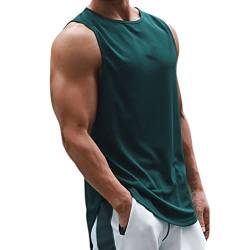Tops für Herren Tank Top Sport Sommer Tanktop Schnelltrocknendes Muskelshirt Achselshirts Ärmelloses Fitness Shirt,Grün 1,L von XiinxiGo