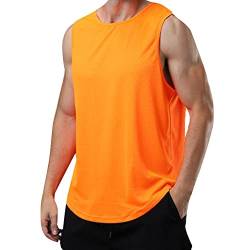 Tops für Herren Tank Top Sport Sommer Tanktop Schnelltrocknendes Muskelshirt Achselshirts Ärmelloses Fitness Shirt,Orange,XL von XiinxiGo