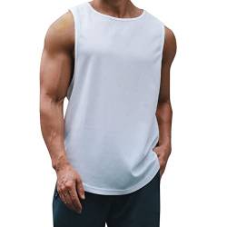 Tops für Herren Tank Top Sport Sommer Tanktop Schnelltrocknendes Muskelshirt Achselshirts Ärmelloses Fitness Shirt,Weiß,L von XiinxiGo