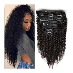 Haarverlängerungen Deep Wave Hair Extensions 8Pcs Clip in Real Human Hair Natural Black Wellig Curly Brazilian Hairpieces Clip in Remy Hair Extensions, 120/240g Clip in Haarextension (Size : 26inches von Xilin-872