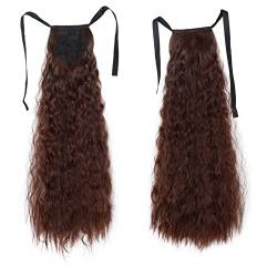 Pferdeschwanz Haarverlängerung Clip-Haarverlängerungen for Anklipsen, synthetischer Mais, gewellt, langer Pferdeschwanz for Damen-Haarteil Ponytail Extension (Color : Q56-33, Size : 22inch-55cm) von Xilin-872