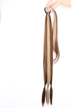 Pferdeschwanz Haarverlängerung Temperaturfaser geeignet for Frauen 34 Zoll synthetische geflochtene Pferdeschwanz-Haarteile mit elastischem Gummiband hitzebeständig hoch Ponytail Extension (Color : 1 von Xilin-872