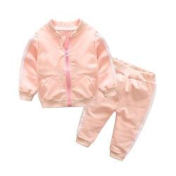 Kinder Unisex Jogginganzug für Mädchen und Jungen Kleidung Set aus Langarm Kapuzenpullover und Hose Sportanzug Trainingsanzug Frühling/Sommer (Rosa - Kein Hut, 2 Jahre) von XinCDD