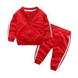 Kinder Unisex Jogginganzug für Mädchen und Jungen Kleidung Set aus Langarm Kapuzenpullover und Hose Sportanzug Trainingsanzug Frühling/Sommer (Rot - Kein Hut, 1 Jahre) von XinCDD