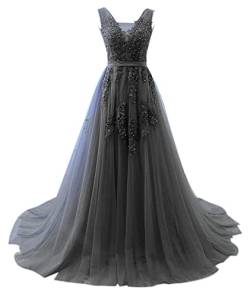 Xinaier Damen Lange Tüll Formellen Abendkleid Ballkleid Perles Abschlussballkleid Festkleider Schwarz Größe 60 von Xinaier