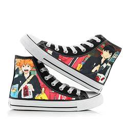 Anime Haikyuu Canvas Schuhe Shoyo Hinata Tobio Kageyama High Top Schuhe Unisex Cartoon Print Schnür-Sneaker Casual Flats Sneaker, Typ 1, 36 1/3 EU von Xinchangda