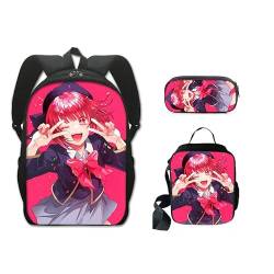 Anime Oshi no Ko Rucksack, 3-teiliges Set, Rucksack, Lunchtasche und Federmäppchen, Anime-Cartoon-Spiel, 3D-Druck, Rucksack, Schultasche, Büchertasche, Laptop-Tasche für Jungen und Mädchen, Typ 16, von Xinchangda