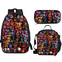 Five Nights Spiel Rucksack Set FNAF Kinder Schultasche Große Kapazität Studenten Schule Casual Rucksack mit Umhängetasche Stifttasche, Typ 1 von Xinchangda