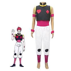 Herren Hisoka Cosplay Kostüm Anzug enthalten Mantel Weste Handschuhe Fußabdeckung Hosen Halloween Karneval Verkleidung Uniform Geschenk für Erwachsene, Hisoka, S von Xinchangda