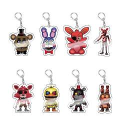 Xinchangda Anime FNAF Figur Schlüsselanhänger, 8 Stück Five Nights Game Minifigur Spielzeug Persönlichkeit Tasche Hängende Schlüsselanhänger Zubehör Anhänger Schlüsselanhänger von Xinchangda