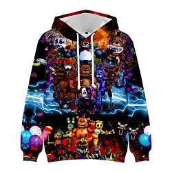 Xinchangda Five Nights Game Hoodies 3D Gedruckt FNAF Hoodies Cartoon Lose Mode Langarm Hoodies Pullover Sweatshirt Top für Damen und Herren, Typ 2, XXS von Xinchangda