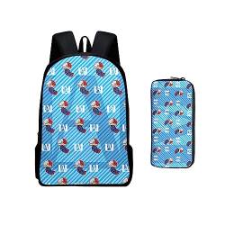 Xinchangda MHA Rucksack mit Anime-Motiv My Hero Academia, 2-teiliges Set, Rucksack und Federmäppchen, Anime-Cartoon-Spiel, 3D-Druck, Schultasche, Büchertasche, Laptop-Tasche für Jungen und Mädchen, von Xinchangda