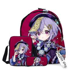 Xinchangda Xiao/ZhongLi/Raiden Ei/Venti Rucksack, 3-teiliges Anime-Rucksack, Schultertasche und Federmäppchen, 3D-Rucksack, Schultasche, Büchertasche, Laptoptasche für Jungen und Mädchen, Typ 11, von Xinchangda