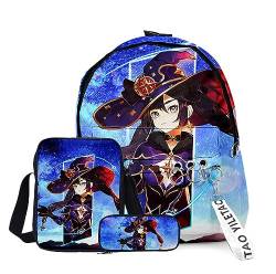 Xinchangda Xiao/ZhongLi/Raiden Ei/Venti Rucksack, 3-teiliges Anime-Rucksack, Schultertasche und Federmäppchen, 3D-Rucksack, Schultasche, Büchertasche, Laptoptasche für Jungen und Mädchen, Typ 13, von Xinchangda