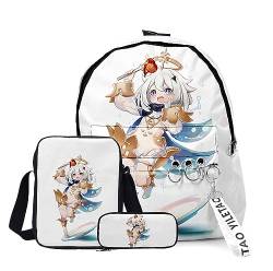 Xinchangda Xiao/ZhongLi/Raiden Ei/Venti Rucksack, 3-teiliges Anime-Rucksack, Schultertasche und Federmäppchen, 3D-Rucksack, Schultasche, Büchertasche, Laptoptasche für Jungen und Mädchen, Typ 14, von Xinchangda