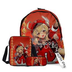 Xinchangda Xiao/ZhongLi/Raiden Ei/Venti Rucksack, 3-teiliges Anime-Rucksack, Schultertasche und Federmäppchen, 3D-Rucksack, Schultasche, Büchertasche, Laptoptasche für Jungen und Mädchen, Typ 18, von Xinchangda