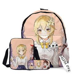 Xinchangda Xiao/ZhongLi/Raiden Ei/Venti Rucksack, 3-teiliges Anime-Rucksack, Schultertasche und Federmäppchen, 3D-Rucksack, Schultasche, Büchertasche, Laptoptasche für Jungen und Mädchen, Typ 7, von Xinchangda