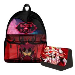 Xingchangda Anime Hazbin Hotel Rucksack, Angel Dust/Alastor Cartoon Rucksack Laptoptasche, 3D Gedruckt Graffiti Anime Schultasche für Schule, Reisen, Sport, Typ 15, 40*30*17cm, Schulranzen von Xinchangda