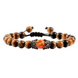 Nagelschmuck Für Acrylnägel Kreative zweiseitige geflochtenes Armband Tigerauge Perlen Vulkanstein Armband für Frauen Männer Mode klassisches Armband Für Damen Armreif Tennis (Brown, One Size) von Xinduolei