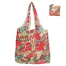 Xingdianfu Umweltfreundliche Einkaufstaschen, Wiederverwendbare Einkaufstüten, Faltbare Einkaufstaschen für Shop Reise(46x60cm) (Beige Blätter) von Xingdianfu