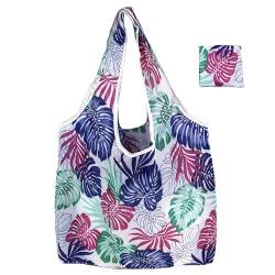 Xingdianfu Umweltfreundliche Einkaufstaschen, Wiederverwendbare Einkaufstüten, Faltbare Einkaufstaschen für Shop Reise(46x60cm) (Pflanzenblatt) von Xingdianfu