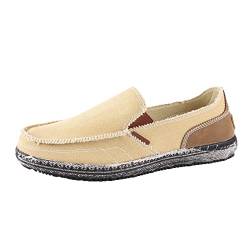 Xinghuanhua Herren Espadrilles Freizeitschuhe Segeltuch Faulenzer Schlüpfen Flache Freizeitschuhe Erbsen Schuhe Fahrschuhe Bootsdeck Schuhe Halbschuhe (Khaki, Numeric_46) von Xinghuanhua