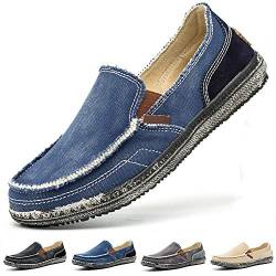 Xinghuanhua Herren Espadrilles Freizeitschuhe Segeltuch Faulenzer Schlupfen Flache Freizeitschuhe Erbsen Schuhe Fahrschuhe Bootsdeck Schuhe Halbschuhe(Blau, Numeric_45) von Xinghuanhua