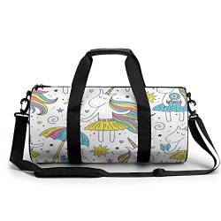 Sporttasche Regenschirm Einhorn Reisetasche Wasserdicht Trainingstasche Schwimmtasche Weekender Für Mädchen Jungen 45x23x23cm von Xingruyun