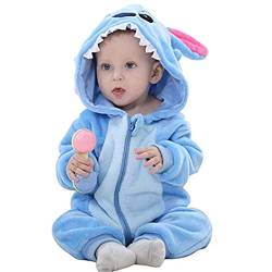 Junge Schlafsack Strampler Unisex Baby Overall Mit Kapuze Karikatur Pyjamas Schlafanzüge 0-24 Monate (Blau, 0-6 Monate) von XinlanStyles