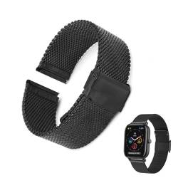 Xinlon Smartwatch Armband, Uhrenarmband 20mm, Uhrenarmband 20mm Schnellverschluss, Ersatz Metall Uhrenband Armband Passen Sie Die Länge Automatisch An Atmungsaktive Watch (Schwarz) von Xinlon