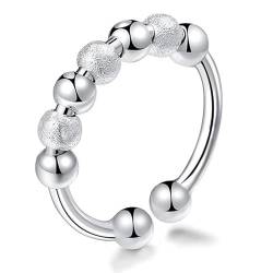 Xinlon Stress Ring, Verstellbare Ringe, Verstellbare Ringe Silber 925 Damen, Entspannung Fingerringe mit Spirale Perlen zur Linderung von Angst für Damen Männer Geschenk für Festival von Xinlon