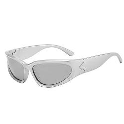Xinlon fahrradbrille damen, sonnenbrille herren sport, Sport-Sonnenbrille, Vintage Wrap Around Sunglasses für Autofahren Laufen Radfahren Angeln Golf Baseball Leichtgewicht UV400 Schutz (Silber) von Xinlon