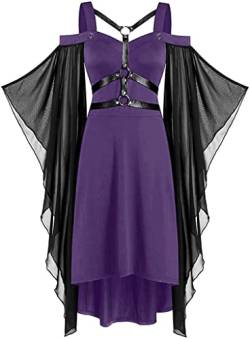 Mittelalter Kleid Damen Vintage Punk Renaissance Halloween Karneval Vampir Kleidung Fledermausärmel Kostüm Gothic Cosplay Dress von Xinlong