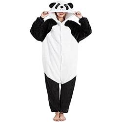 Xinlong Panda Jumpsuit Damen Tier Oversized Kuschelig Schlafanzug Cosplay Herren Lang mit Kapuze Unisex Tier Tierkostüme Nachtwäsche Winter Plüschjumpsuit von Xinlong