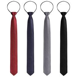 Xinnun 4 Stück Herren Clip On Krawatten schlips Schwarz, Marine, Grau, Dunkel Rot Sicherheitskrawatte mit vorgebundenen Knoten von Xinnun